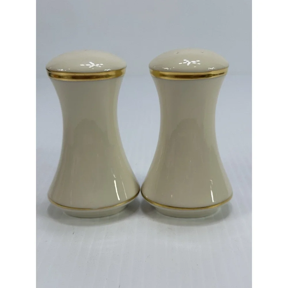 Vintage Lenox Eternal Salt & Pepper Made In USA 5822316‎ Gold Trim On Cream